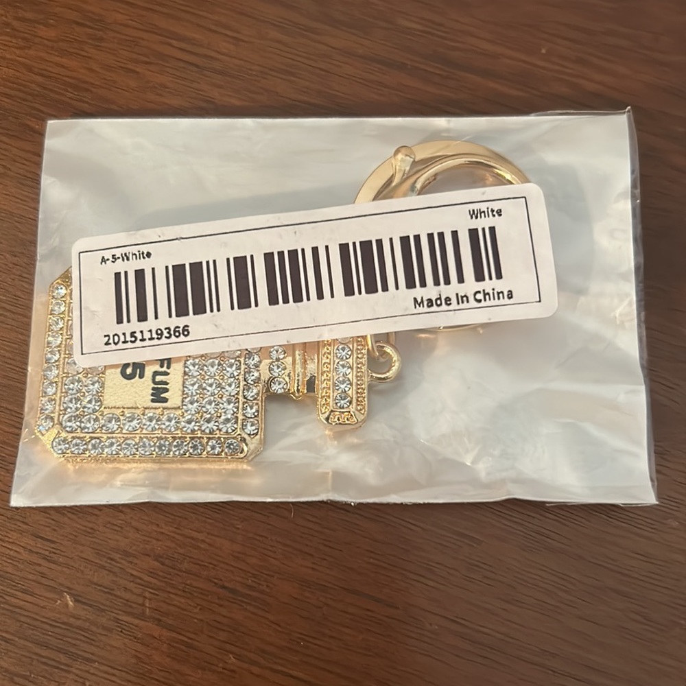 Perfume Bottle ClearWhite/Gold Bag Charm/Keychain - Picture 10 of 10